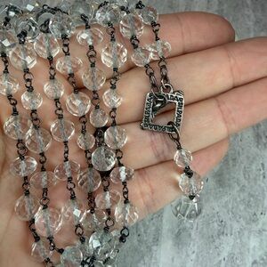 Silpada Glass Necklace Clear Beaded Jewelry Silver Sterling Toggle Lariat Style
